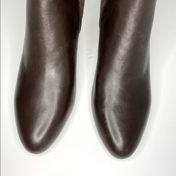 Anne Klein Leather block Heel Ankle 
  Boots Brown Snakeskin texture Sz 9.5 - Picture 4 of 10